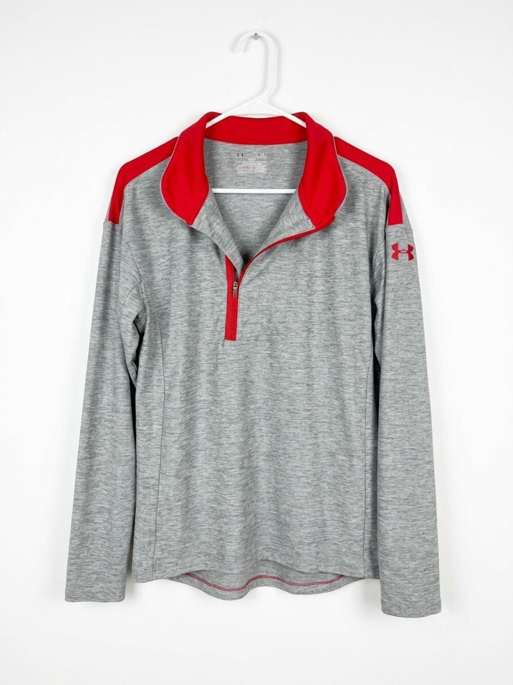Under Armour Gray and Red Quarter-Zip Pullover